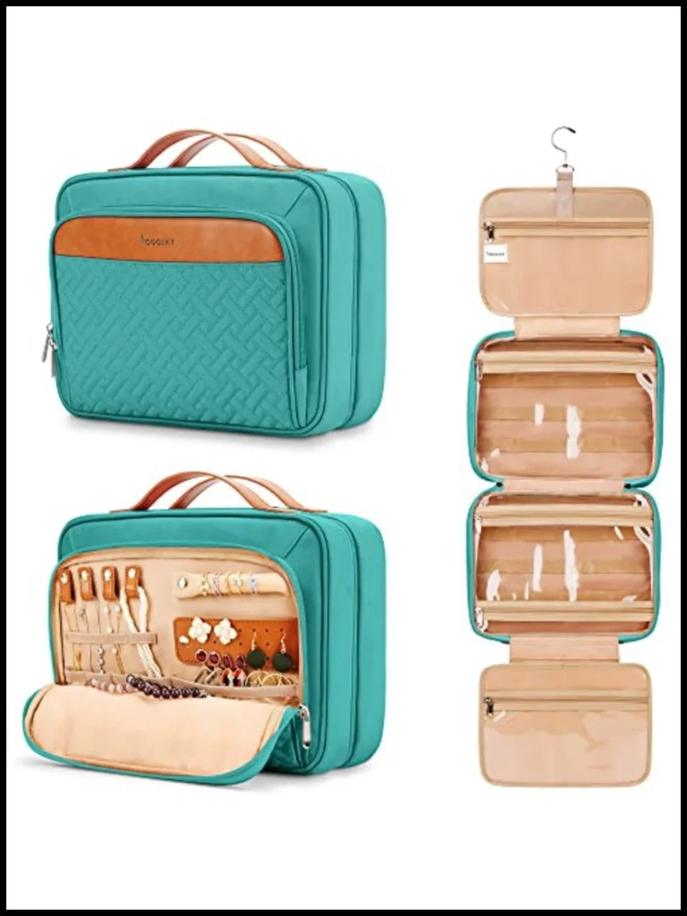 Extra Large Waterproof Hanging Toiletry Bag with Jewelry Organizer, Travel